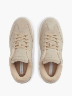 Leather Warm Lined Cupsole Trainers — Beige 3
