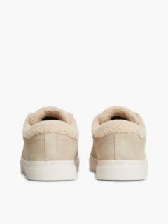 Leather Warm Lined Cupsole Trainers — Beige 4