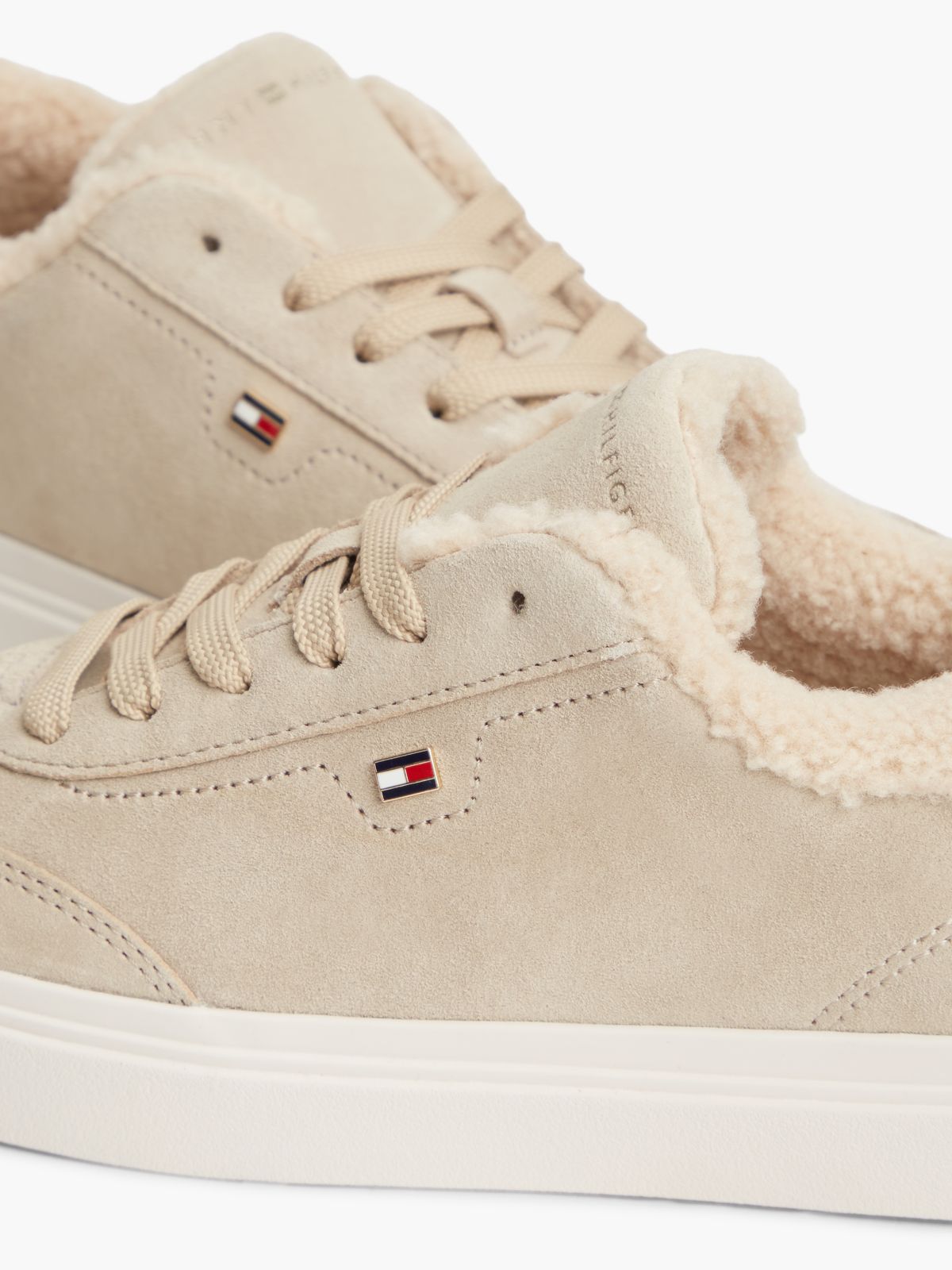 Leather Warm Lined Cupsole Trainers — Beige