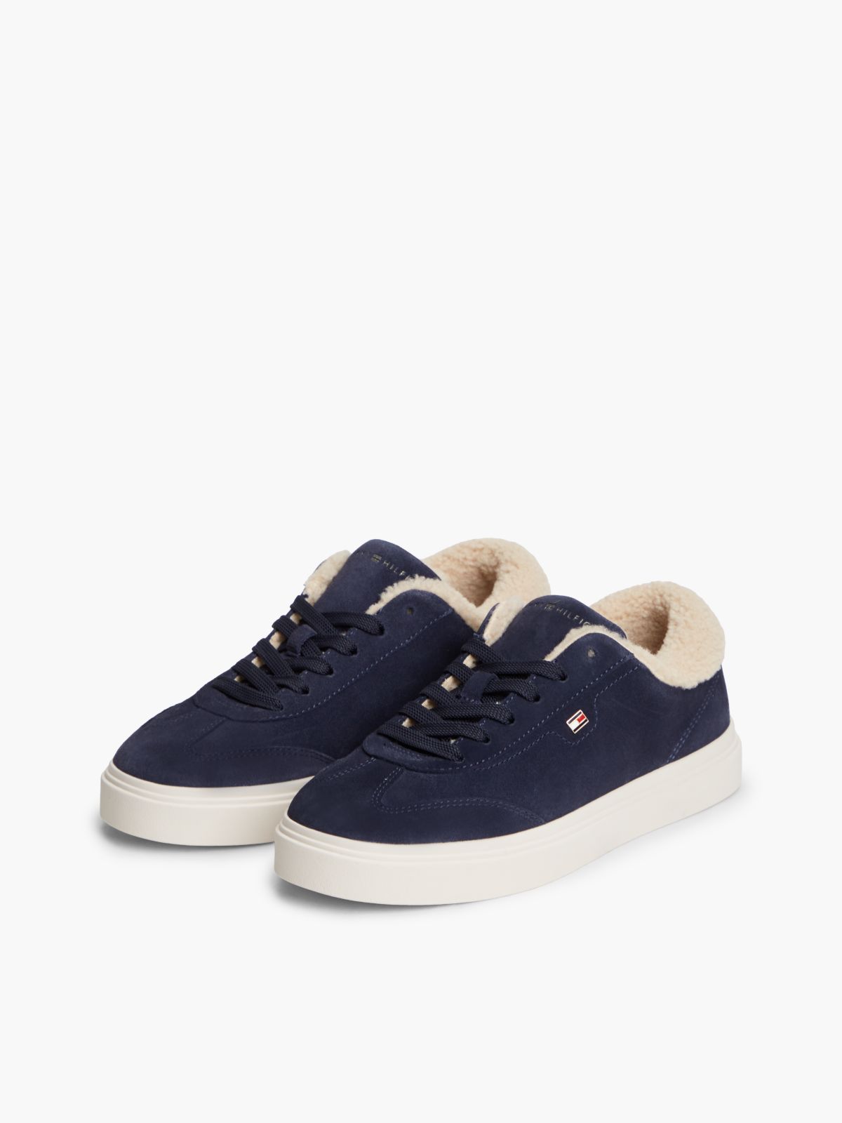 Leather Warm Lined Cupsole Trainers — Blue