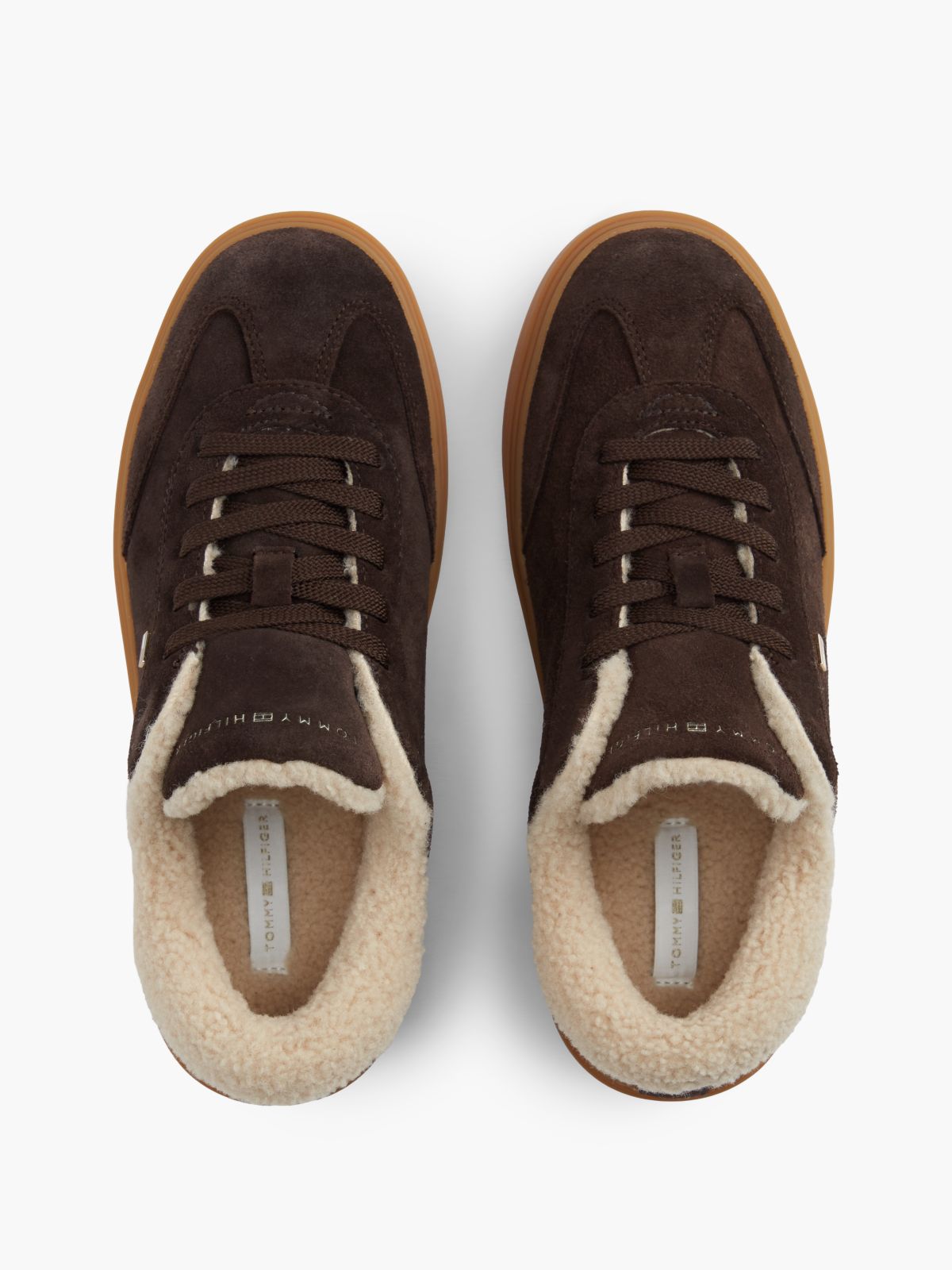Leather Warm Lined Cupsole Trainers — Brown