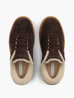 Leather Warm Lined Cupsole Trainers — Brown 3