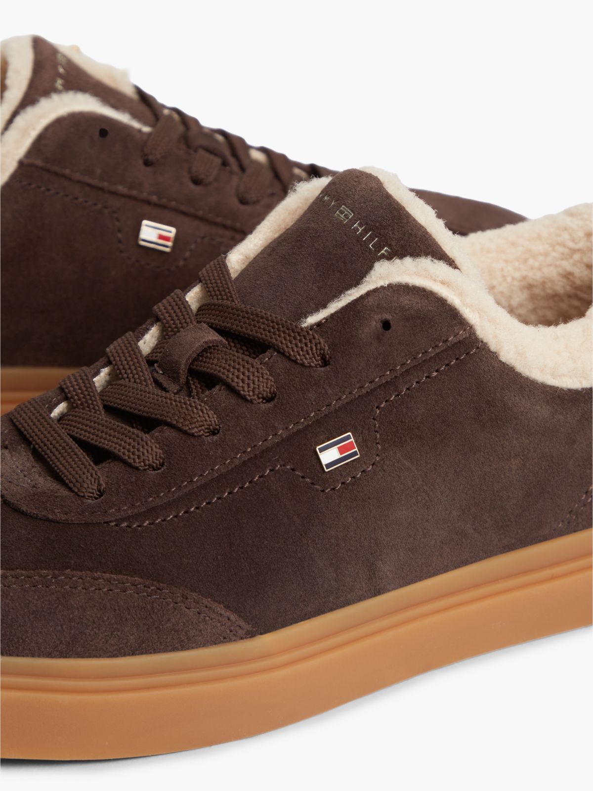 Leather Warm Lined Cupsole Trainers — Brown