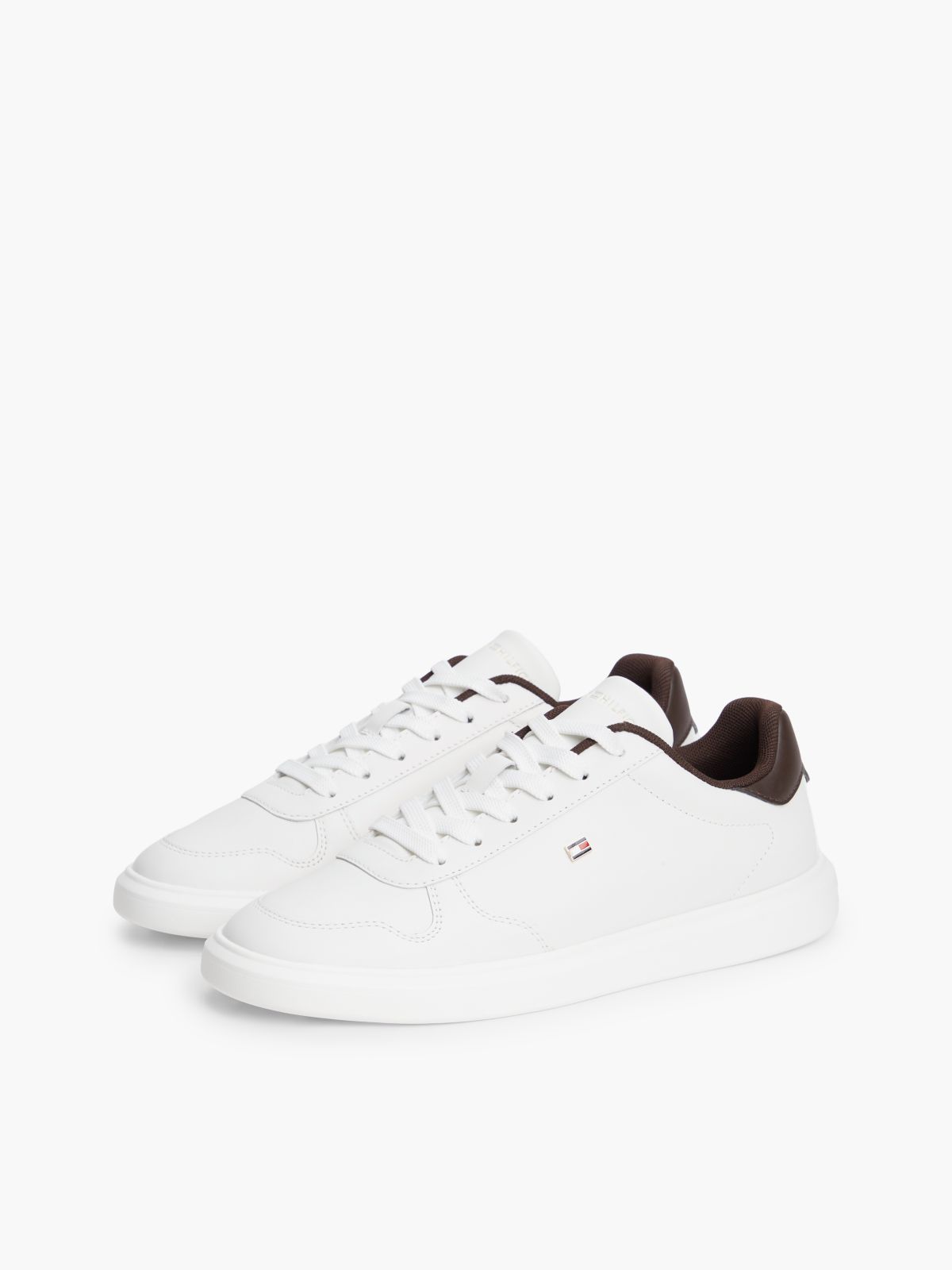 Lightweight Leather Court Trainers — Beige