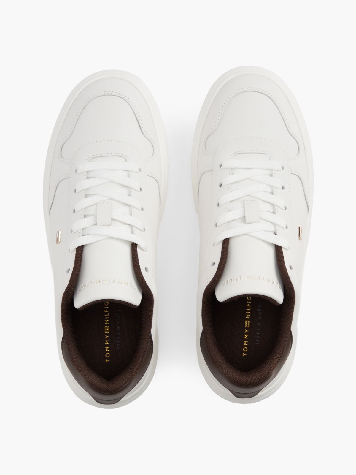 Lightweight Leather Court Trainers — Beige