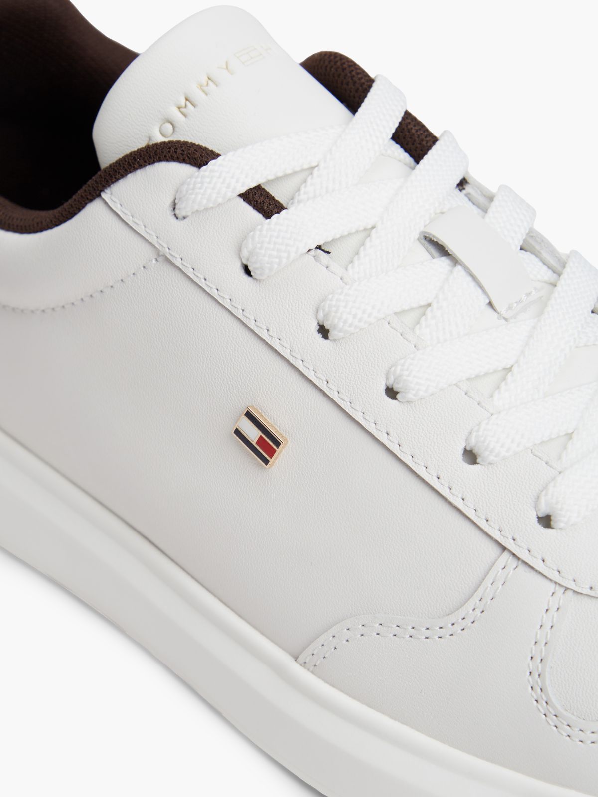 Lightweight Leather Court Trainers — Beige