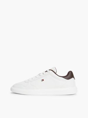 beige lightweight leather court trainers for women tommy hilfiger