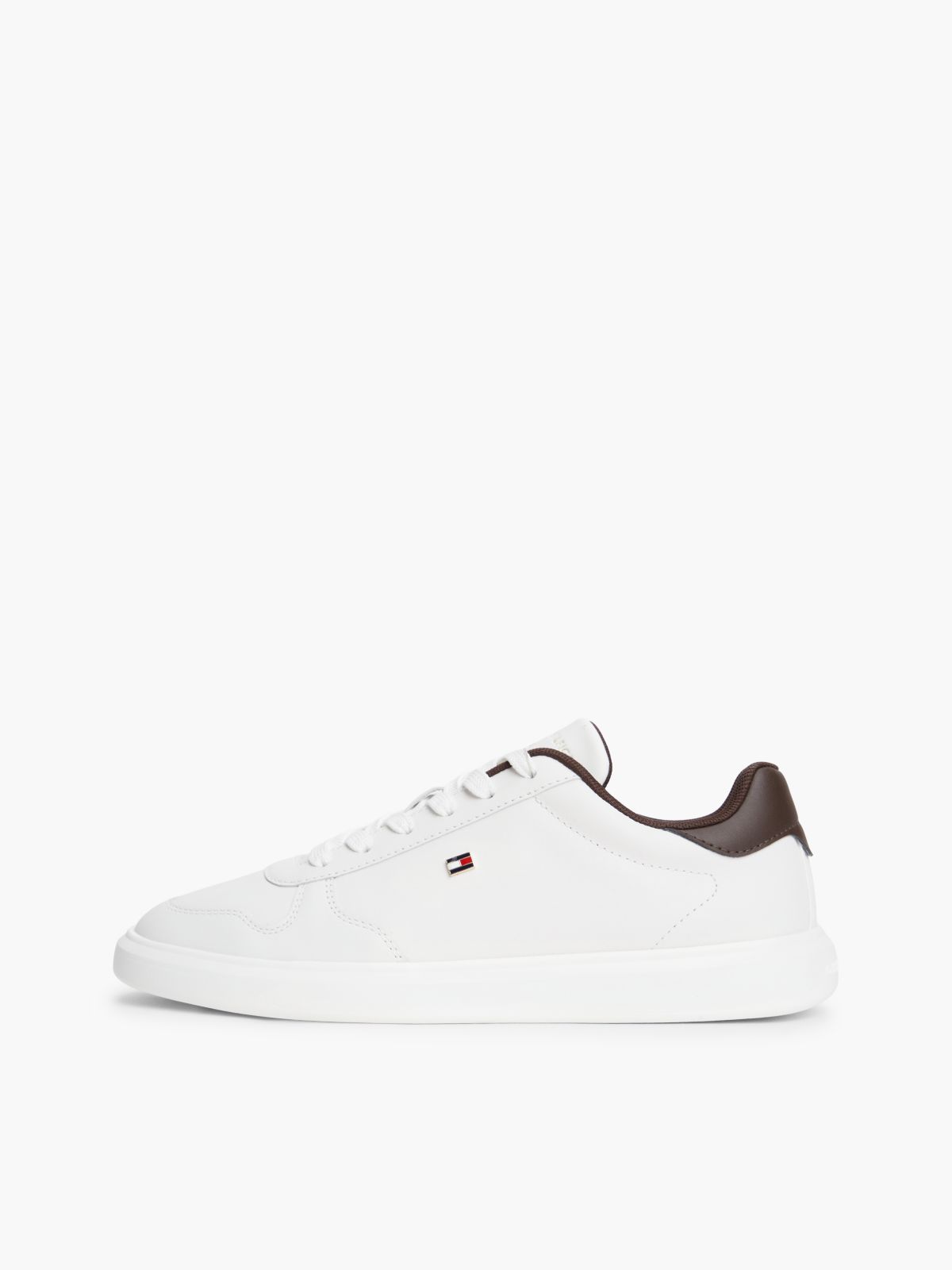 Lightweight Leather Court Trainers — Beige