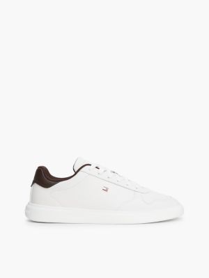 beige lightweight leather court trainers for women tommy hilfiger