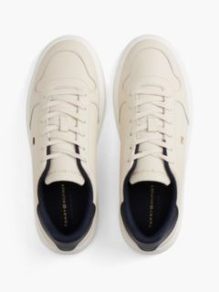Lightweight Leather Court Trainers — Beige 3