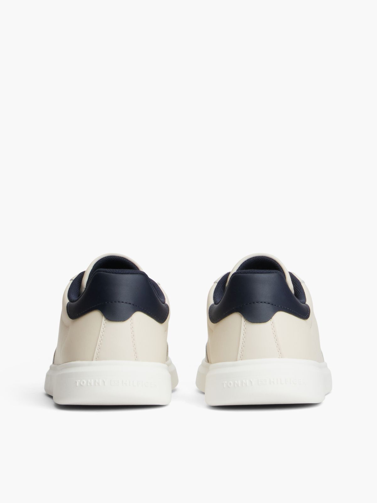 Lightweight Leather Court Trainers — Beige