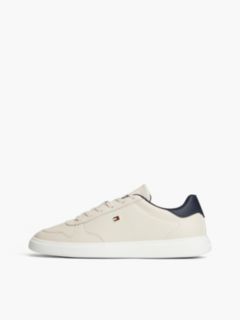 Lightweight Leather Court Trainers — Beige 7