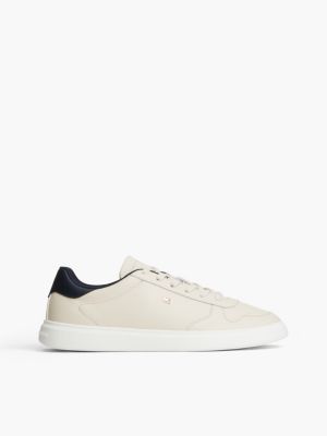 beige lightweight leather court trainers for women tommy hilfiger
