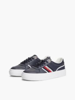 Leather Global Stripe Platform Trainers — Blue 2