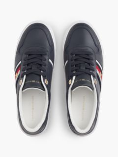 Leather Global Stripe Platform Trainers — Blue 3