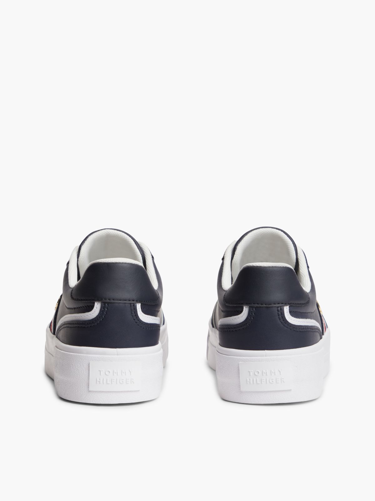 Leather Global Stripe Platform Trainers — Blue