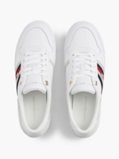 Leather Global Stripe Platform Trainers — White 3