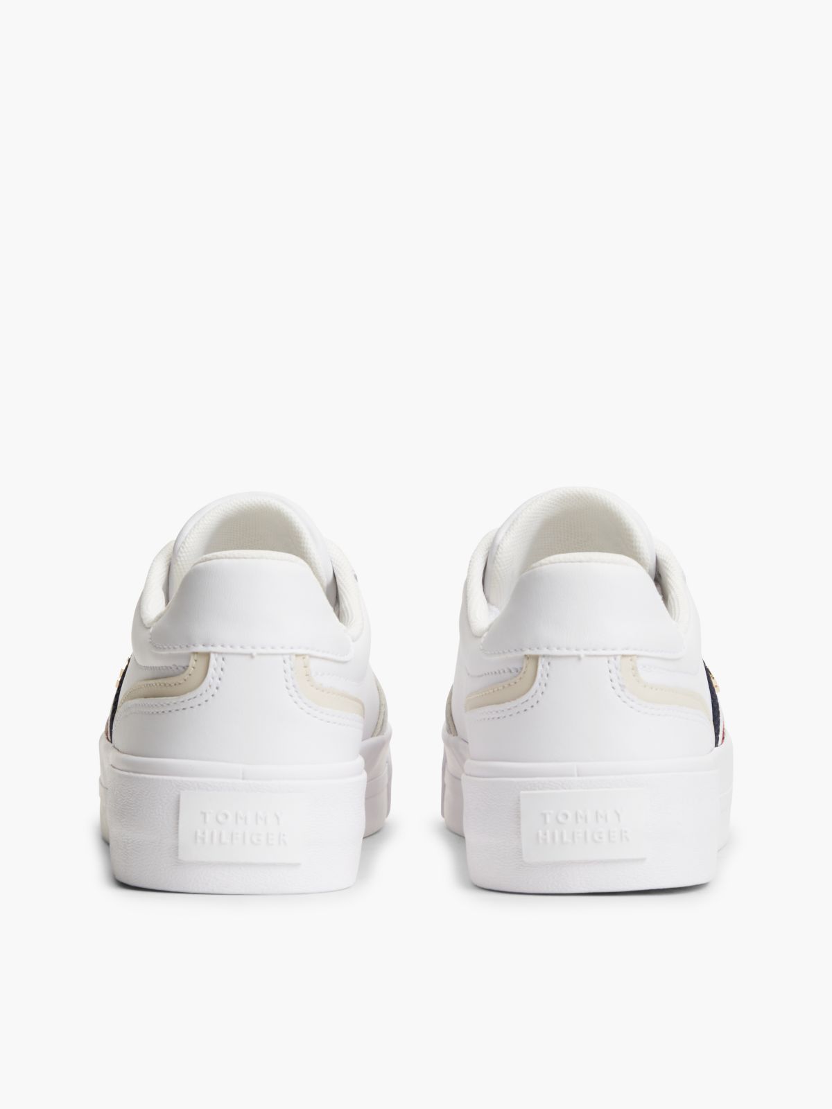 Leather Global Stripe Platform Trainers — White