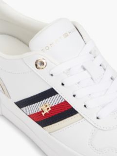 Leather Global Stripe Platform Trainers — White 6