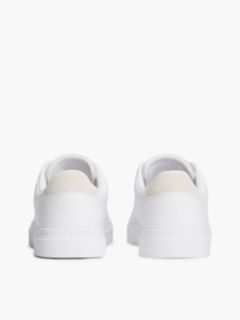 Leather Contrast Heel Cupsole Trainers — Beige 4