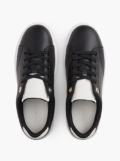 Leather Contrast Heel Cupsole Trainers — Black 3