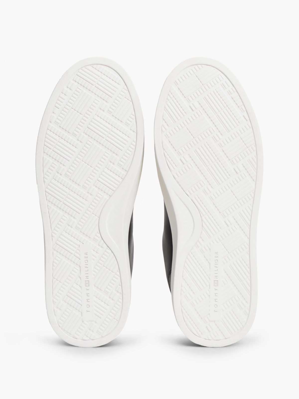 Leather Contrast Heel Cupsole Trainers — Black