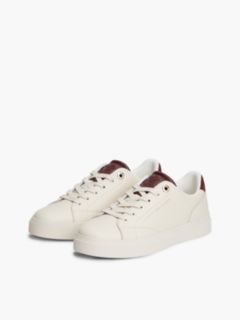 Leather Contrast Heel Cupsole Trainers — Red 2