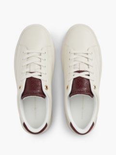 Leather Contrast Heel Cupsole Trainers — Red 3