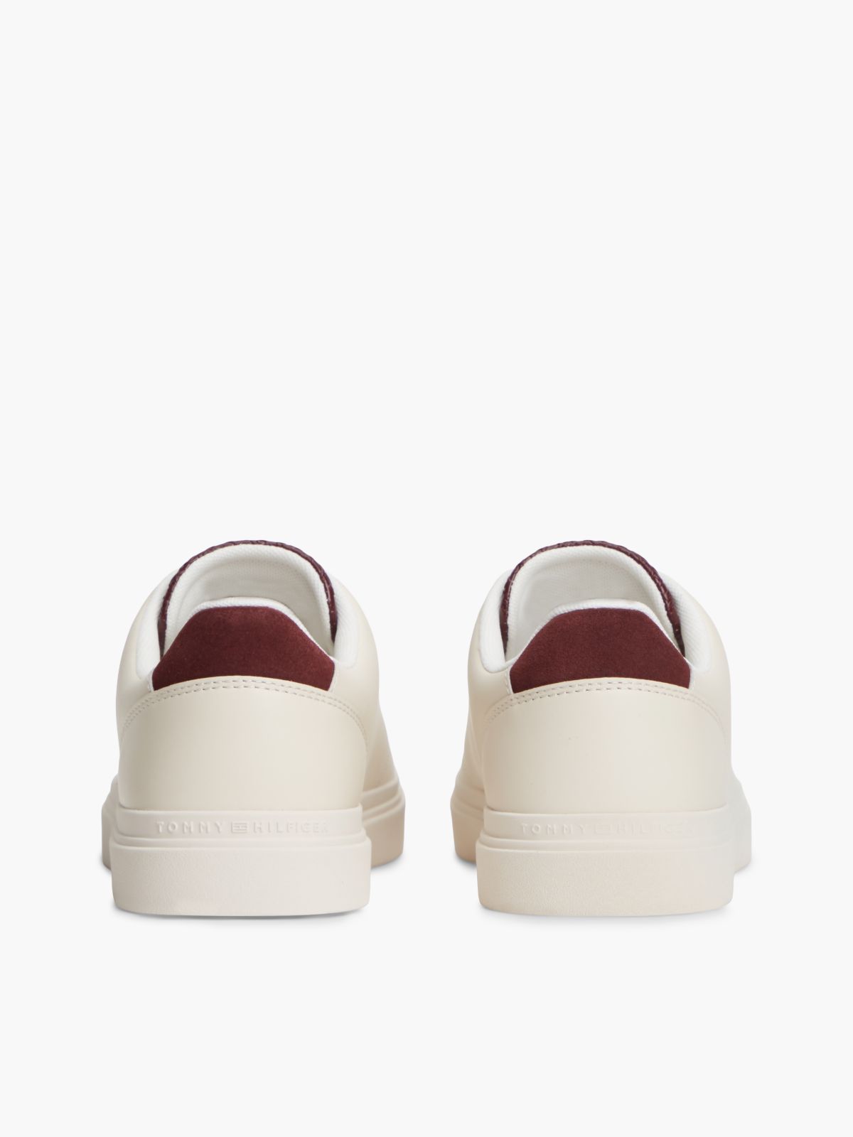 Leather Contrast Heel Cupsole Trainers — Red