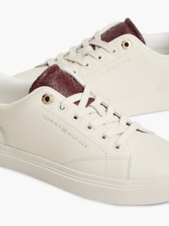 Leather Contrast Heel Cupsole Trainers — Red 6