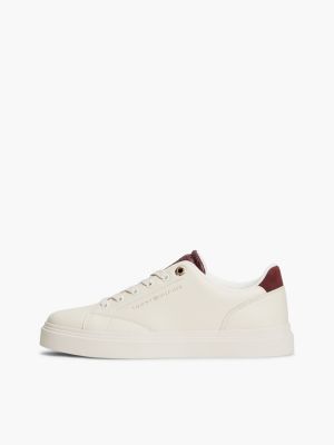 red th monogram leather cupsole trainers for women tommy hilfiger