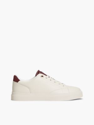 red th monogram leather cupsole trainers for women tommy hilfiger