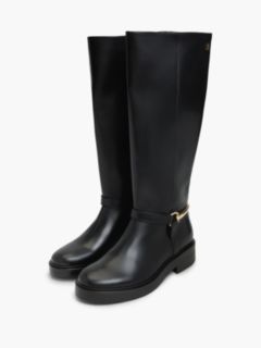 Gold-Tone Hardware Leather Riding Boots — Black 2