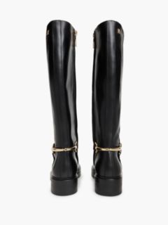 Gold-Tone Hardware Leather Riding Boots — Black 4