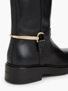 Gold-Tone Hardware Leather Riding Boots — Black 6