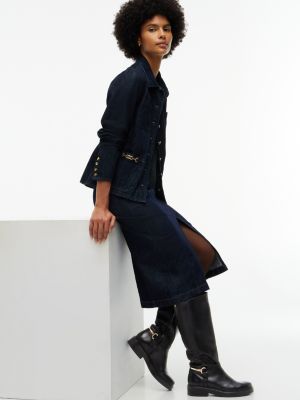 black gold-tone hardware leather riding boots for women tommy hilfiger
