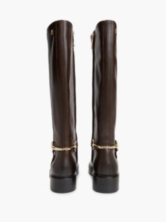 Gold-Tone Hardware Leather Riding Boots — Brown 4