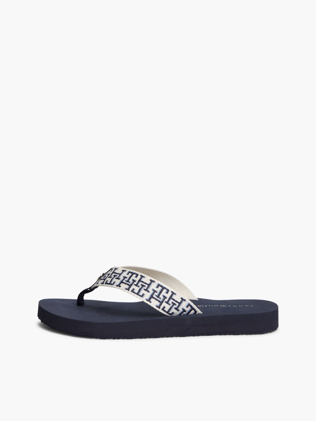 TH Monogram Webbing Strap Flip-Flops — Blue