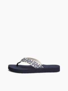 TH Monogram Webbing Strap Flip-Flops — Blue 7