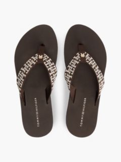 TH Monogram Webbing Strap Flip-Flops — Brown 3