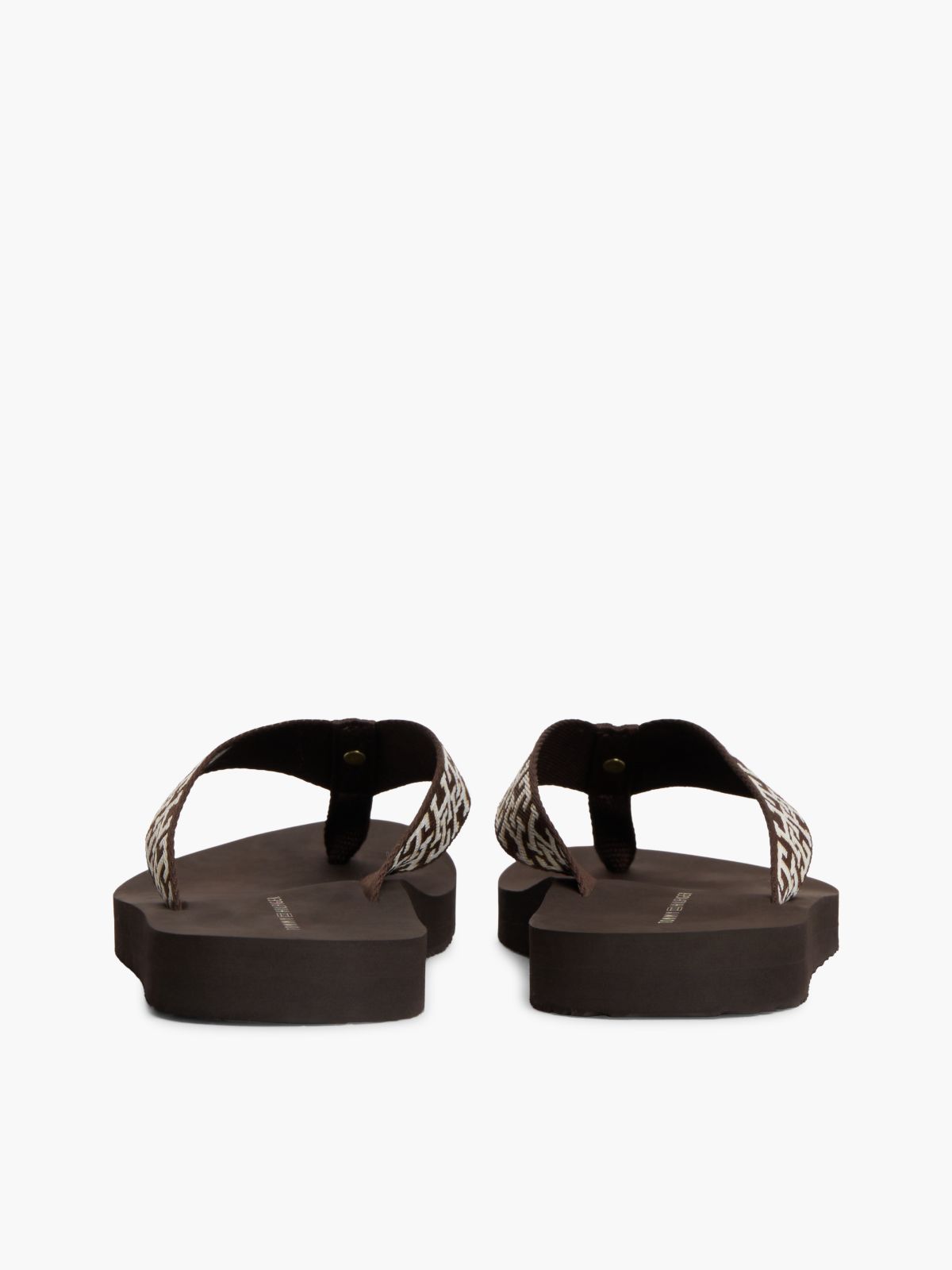 TH Monogram Webbing Strap Flip-Flops — Brown