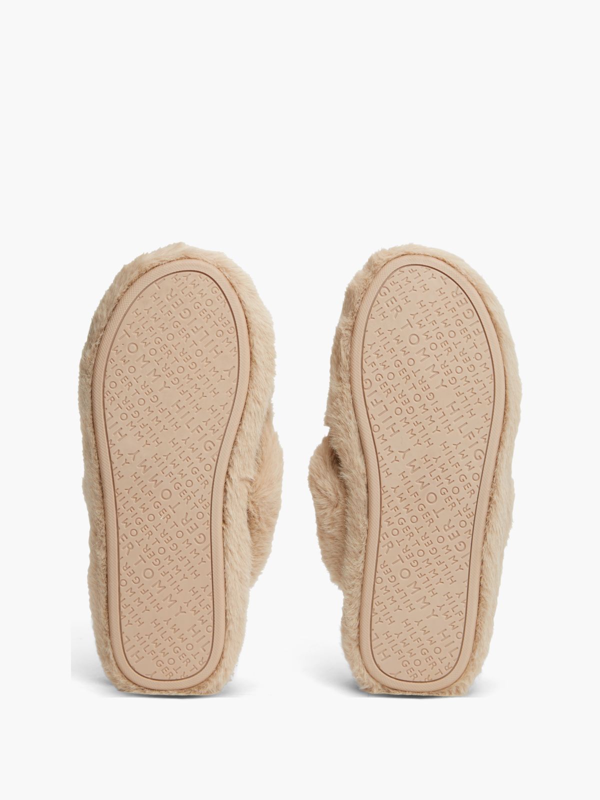 Faux Fur Crossover Strap Slippers — Pink