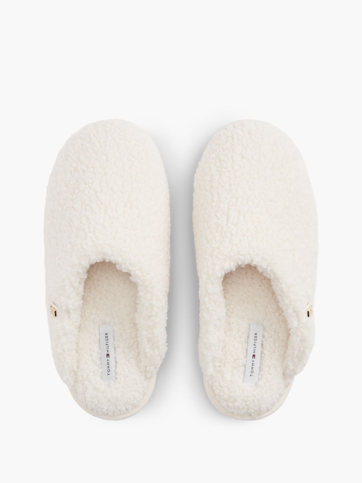 TH Monogram Faux Fur Slippers — Beige