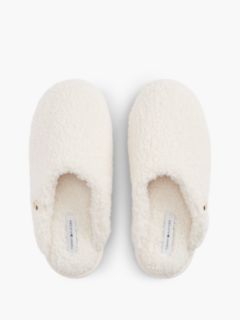 TH Monogram Faux Fur Slippers — Beige 3