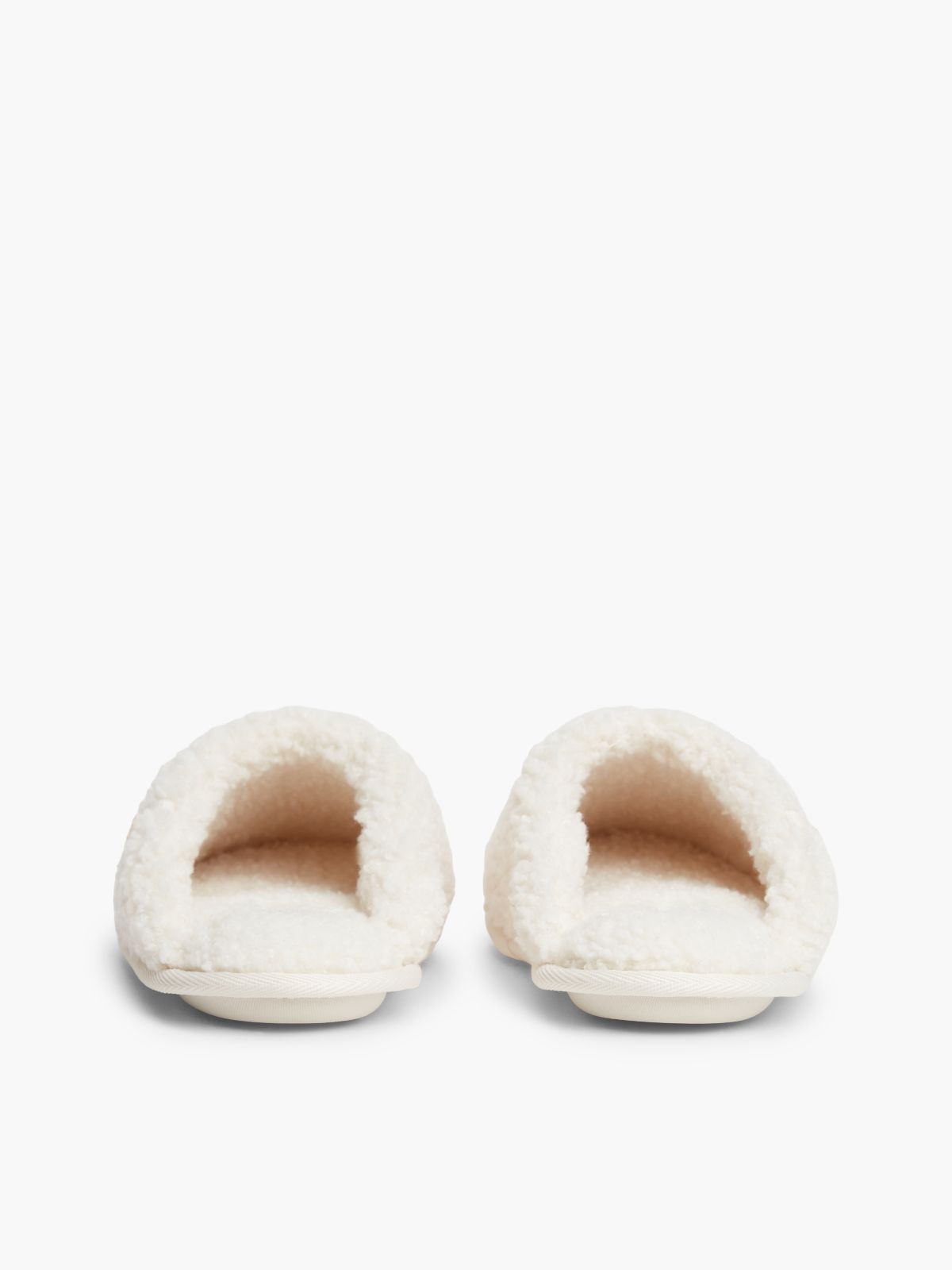 TH Monogram Faux Fur Slippers — Beige