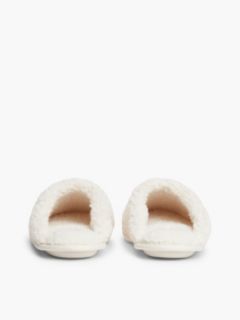 TH Monogram Faux Fur Slippers — Beige 4