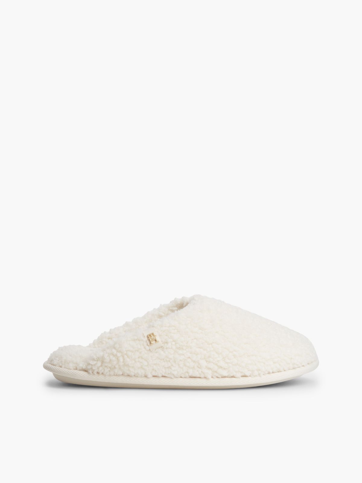 TH Monogram Faux Fur Slippers — Beige