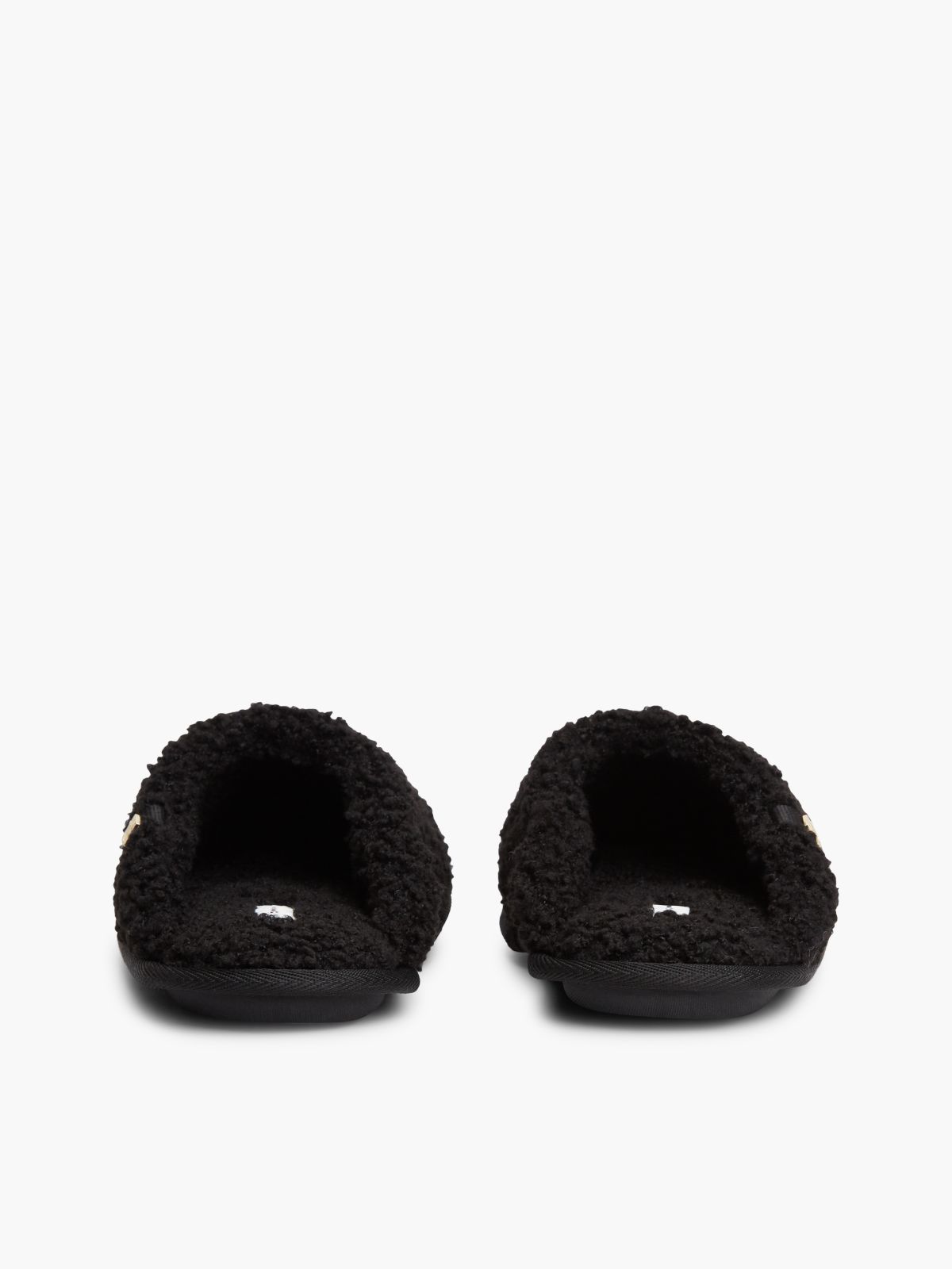 TH Monogram Faux Fur Slippers — Black