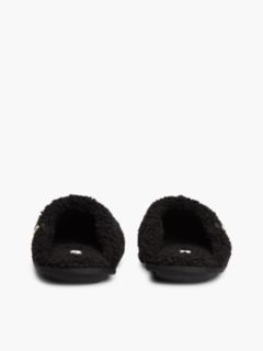 TH Monogram Faux Fur Slippers — Black 4