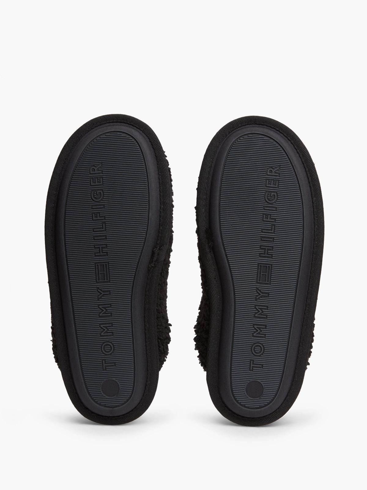TH Monogram Faux Fur Slippers — Black